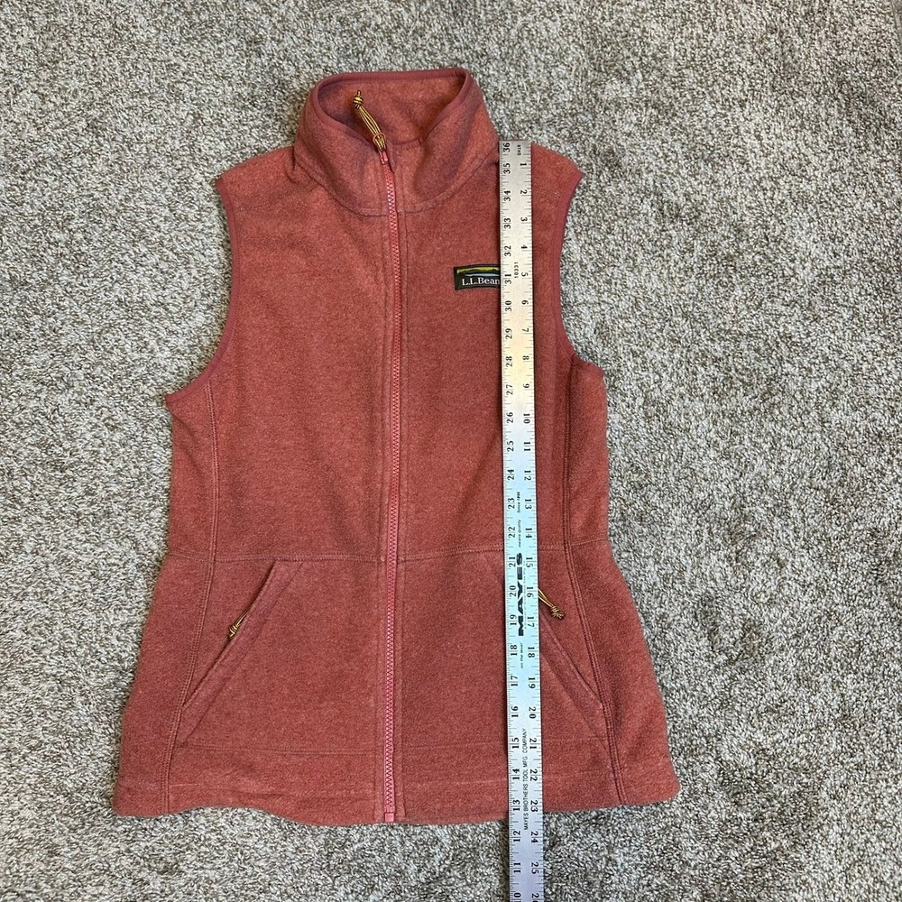 LL Bean Vest Womens XS Orange Sweater Fleece Full Zip 504675 Mock Neck Outdoor - Picture 9 of 11